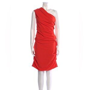 ✨Halston Heritage One-Shoulder Sheath Dress – Size 10 – Stunning Orange ✨